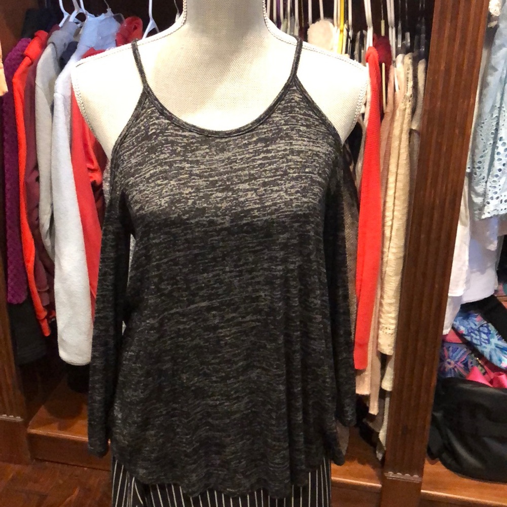 Very cute blackish/ grey cold shoulder shirt